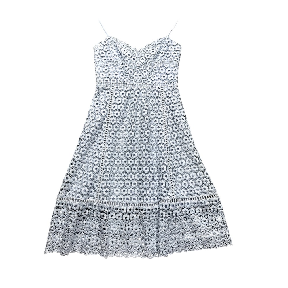 J. Crew Dress Women 00P Light Blue Eyelet Lace Floral Sleeveless